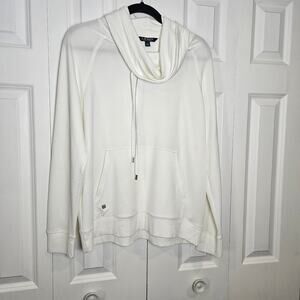 Lauren Ralp Lauren Pocket Tunic Cowl Neck Sweater Large White